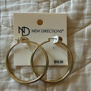 New Directions Shiny Gold Hoop Earrings
